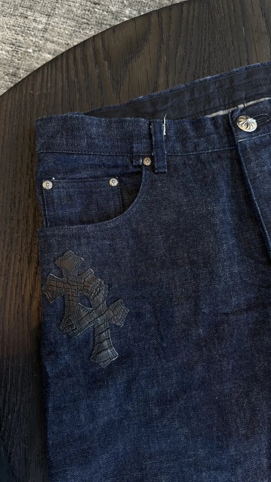 Chrome Hearts Crocodile Cross Patch Jeans Chrome Hearts