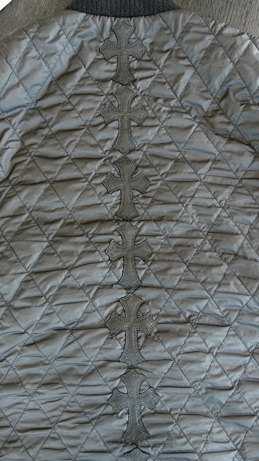 Chrome Hearts "Papa" Spinal Cross Patch Quilted Vest Size M Chrome Hearts