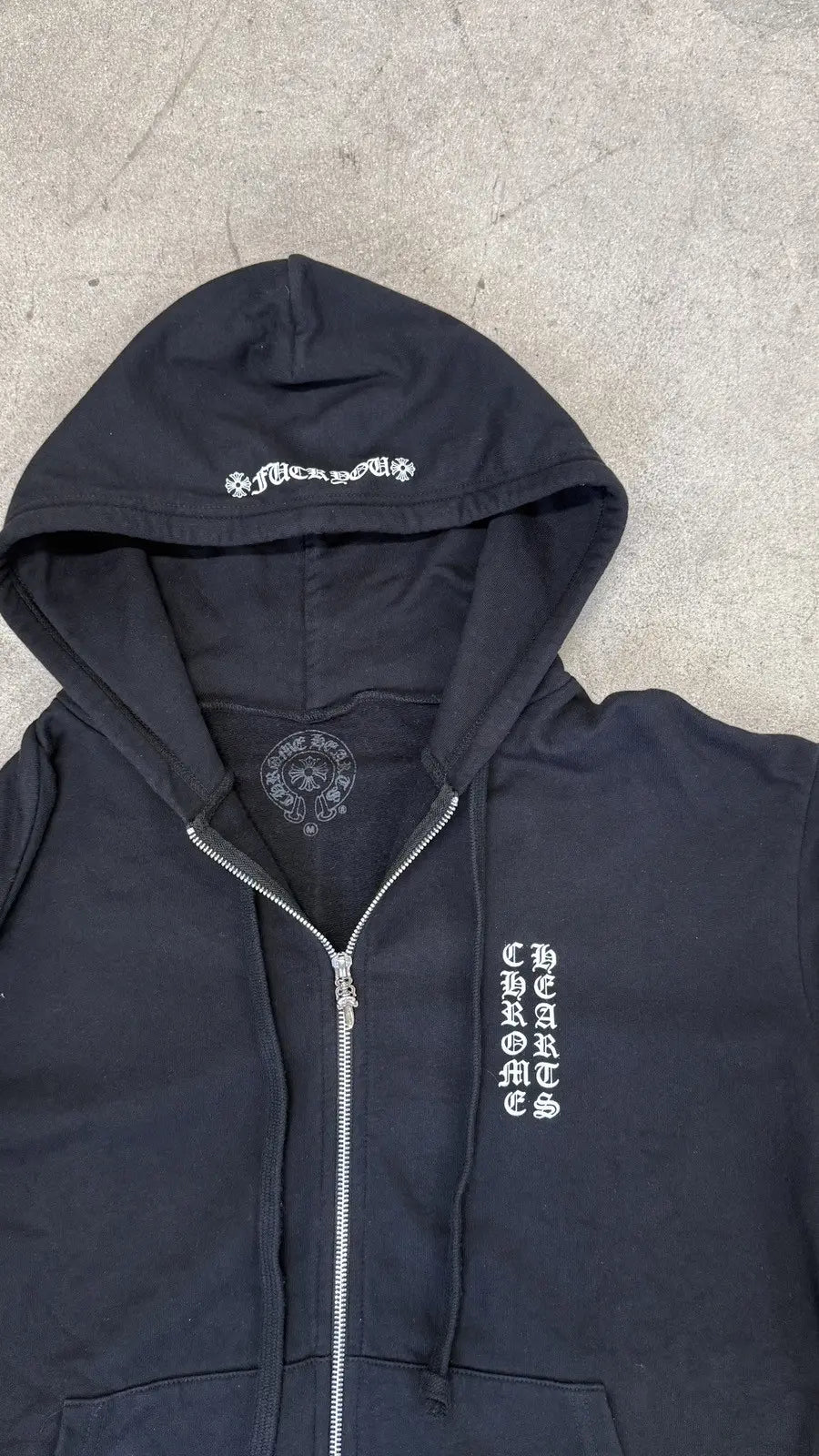 Chrome Hearts Letters Sleeve Fleece Zip Up Hoodie