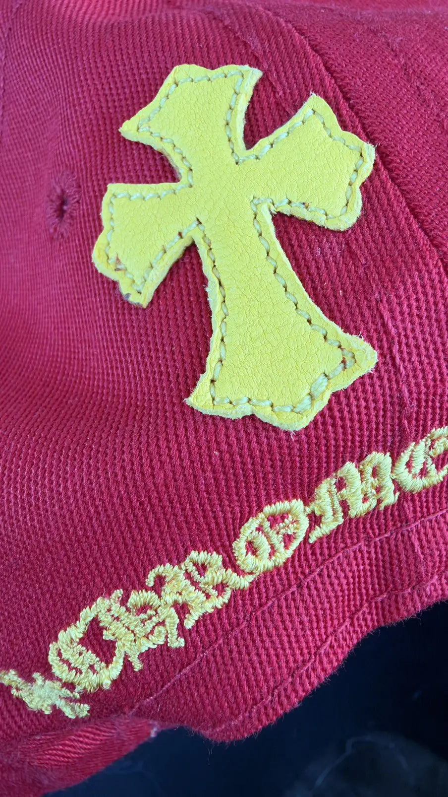 Chrome Hearts Red Yellow Cross Patch Baseball Cap Chrome Hearts