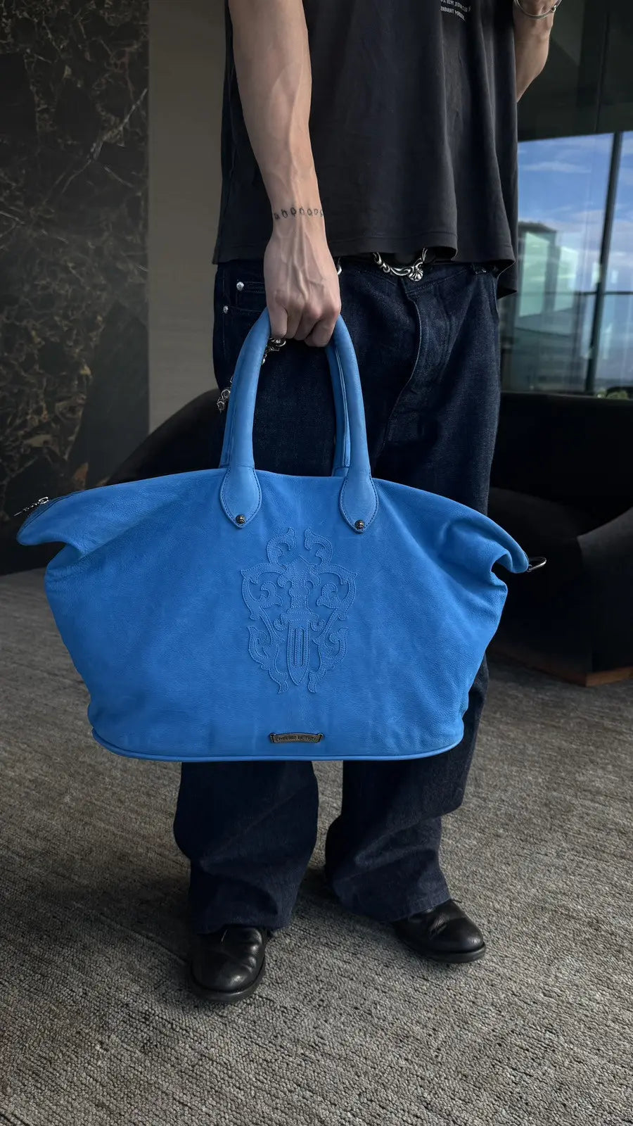 Chrome Hearts Patch Lyon Dagger Suede Weekend Bag Chrome Hearts