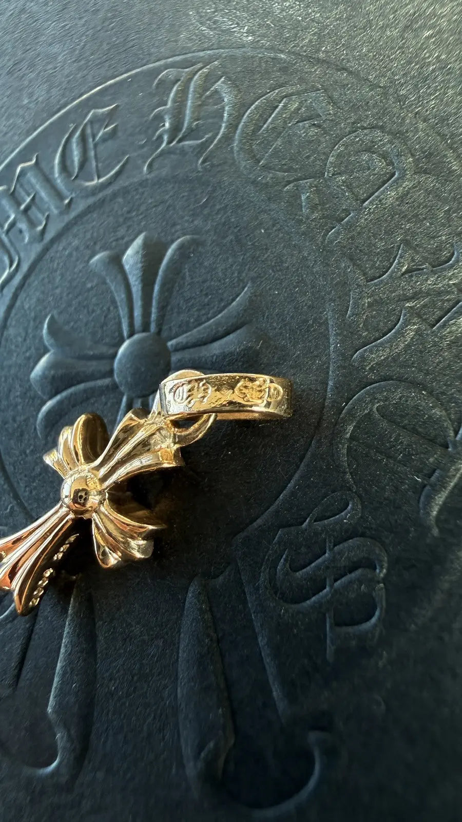 Chrome Hearts 22K Gold Ruby Tiny Cross Charm Pendant Chrome Hearts