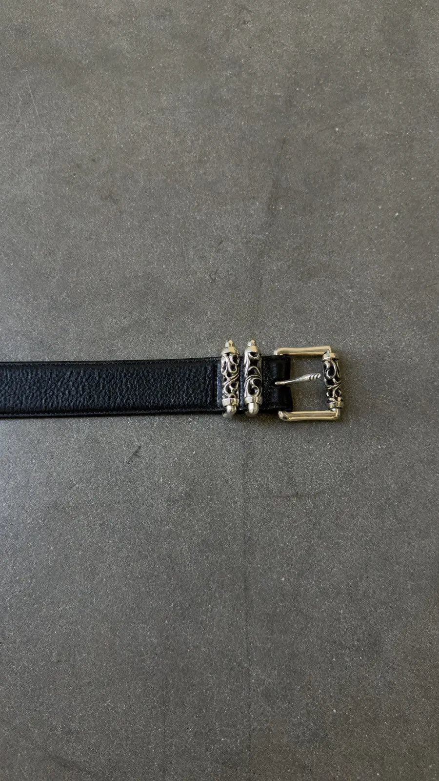 Chrome Hearts Black Leather Roller Belt