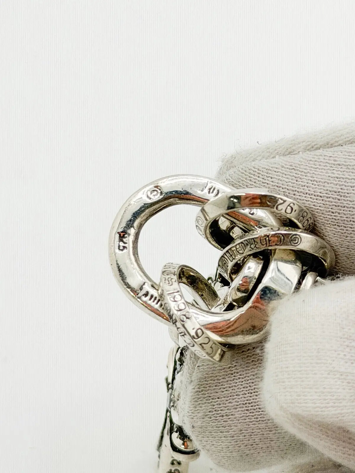 Chrome Hearts 925 Sliver full White Dimond Dagger Keychain