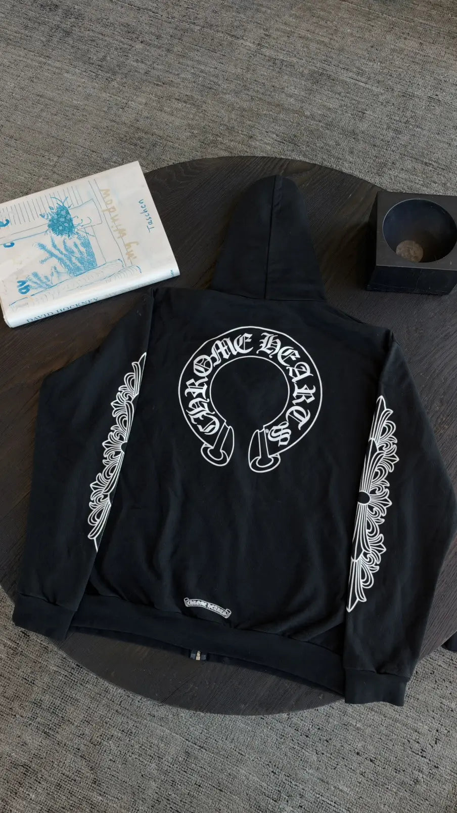 Chrome Hearts Horseshoe Floral Cross-Sleeve Zip-Up Hoodie Size XL Chrome Hearts