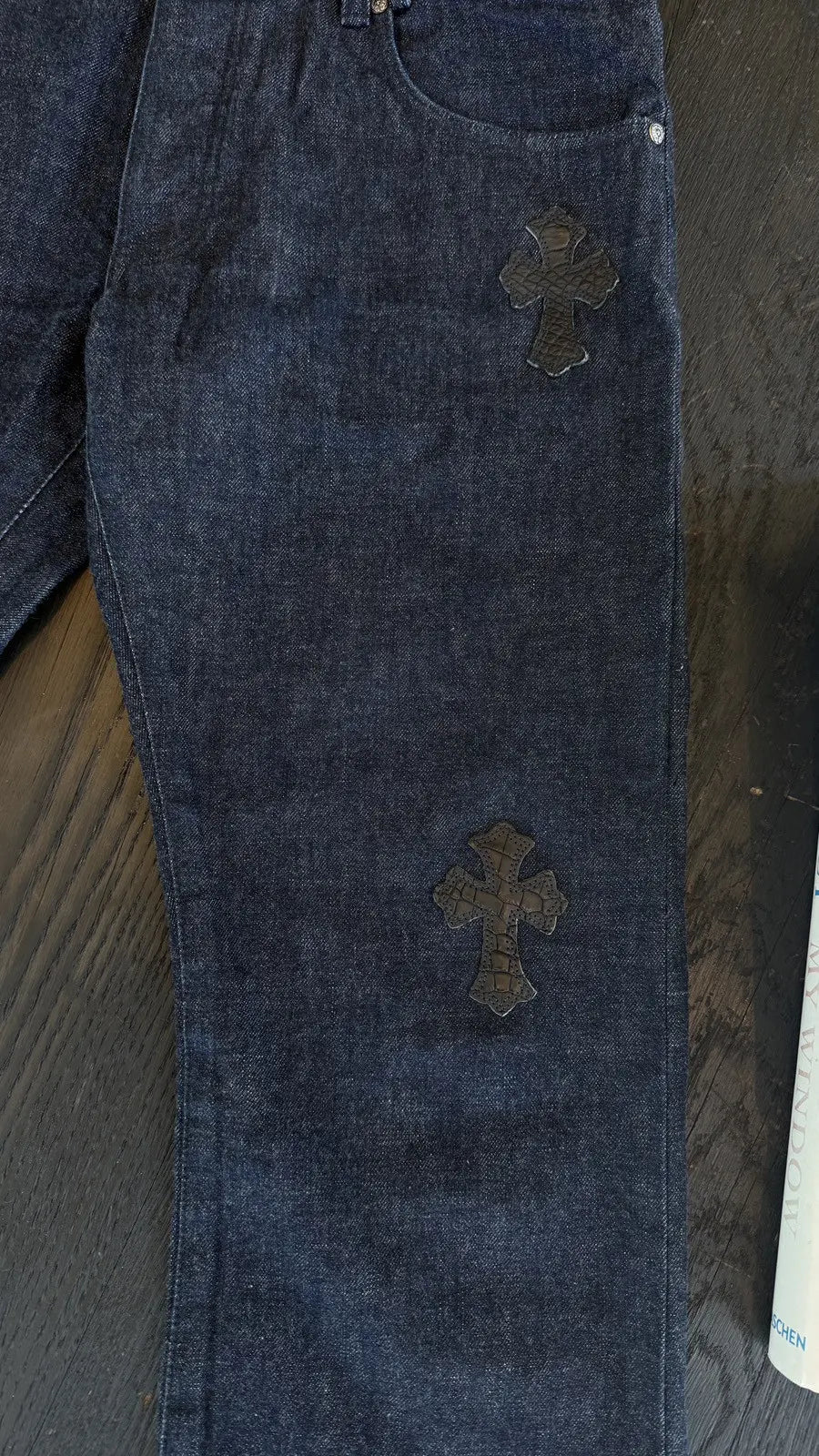 Chrome Hearts Crocodile Cross Patch Jeans Chrome Hearts