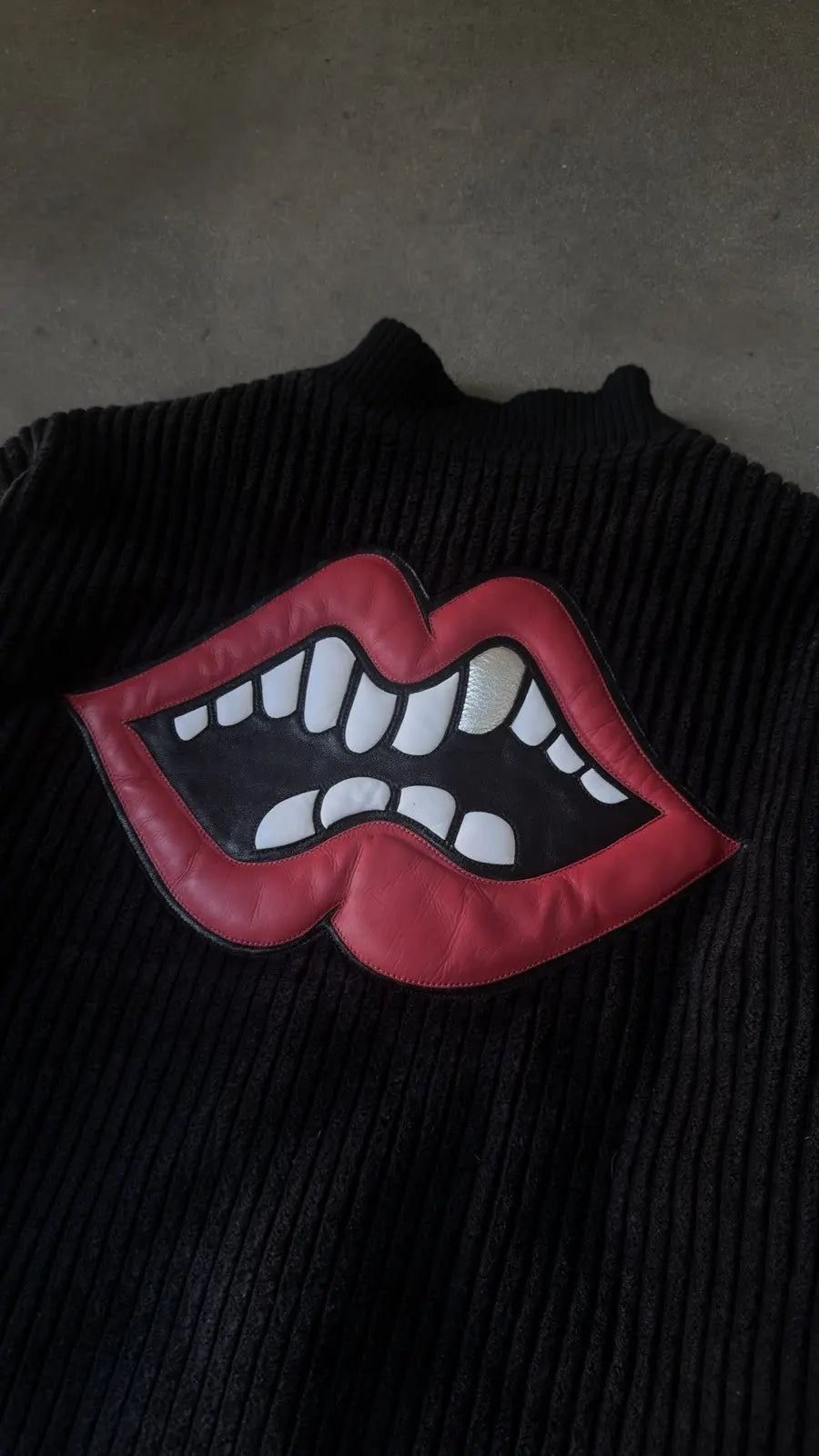 Chrome Hearts Matty Boy Lips Cross Patch Varsity Jacket