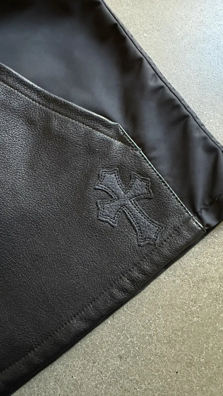 Chrome Hearts Nylon Leather Zip-Up Short Sleeve Shirt