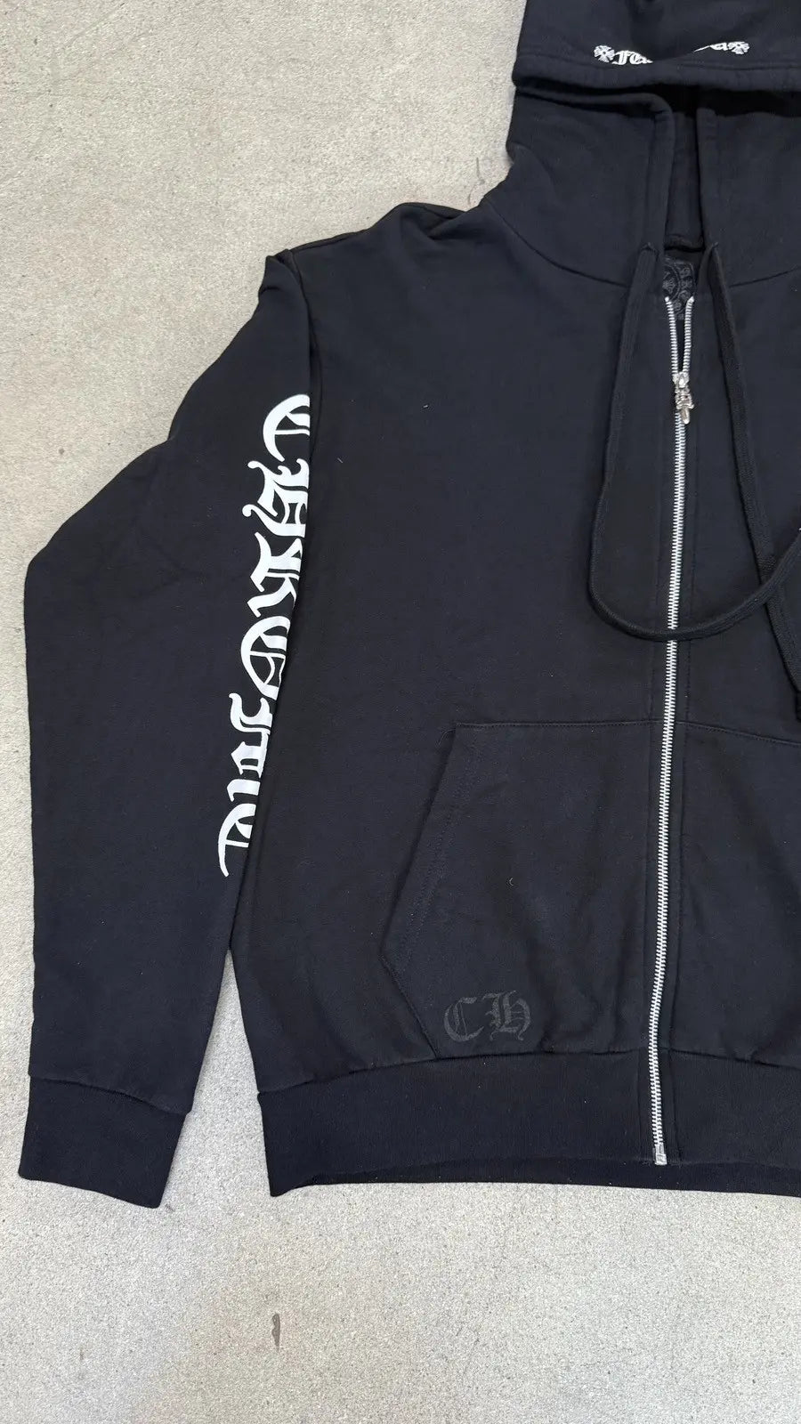 Chrome Hearts Letters Sleeve Fleece Zip Up Hoodie