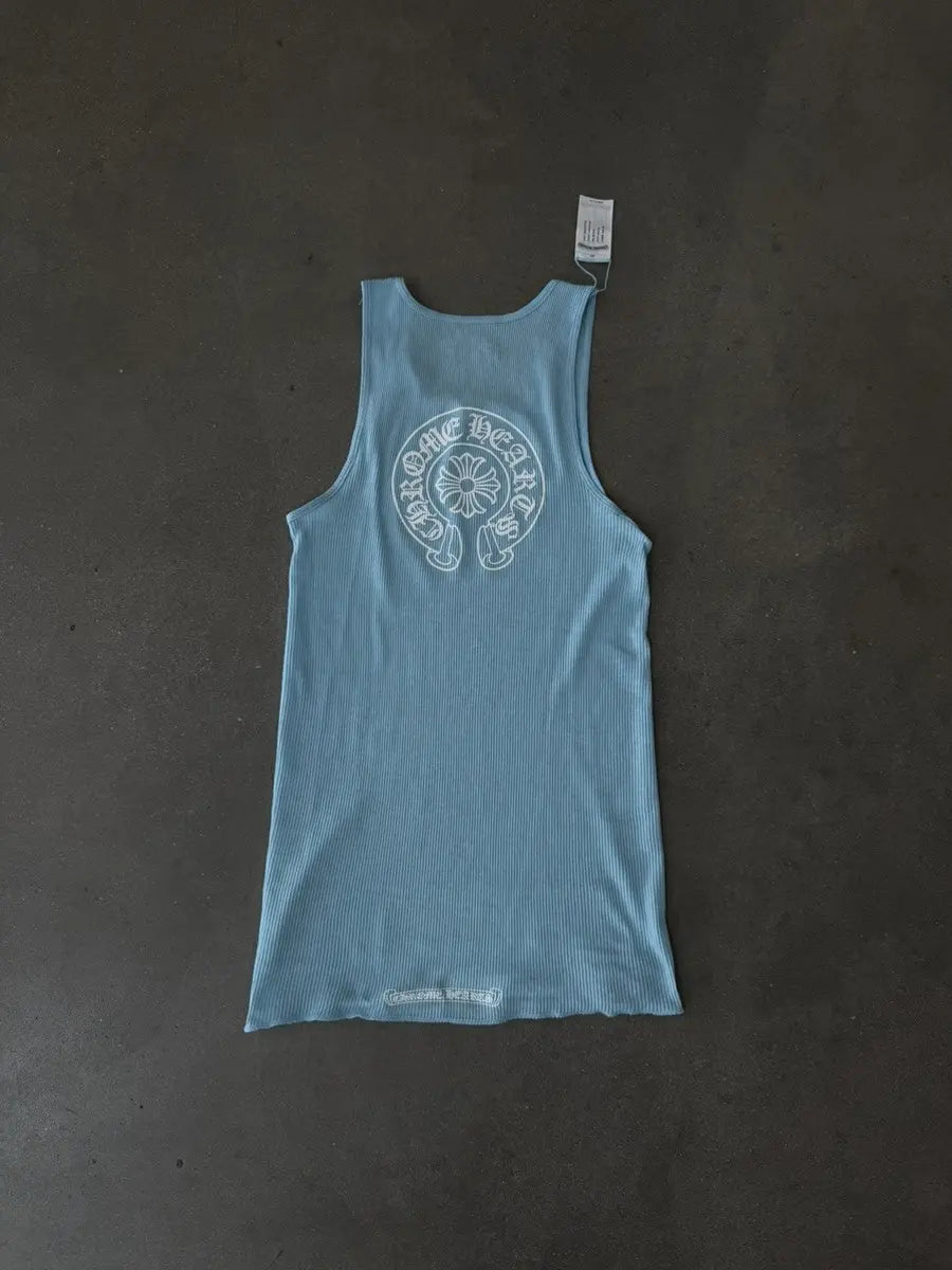 Chrome Hearts Blue Horseshoe Rib Tank Top