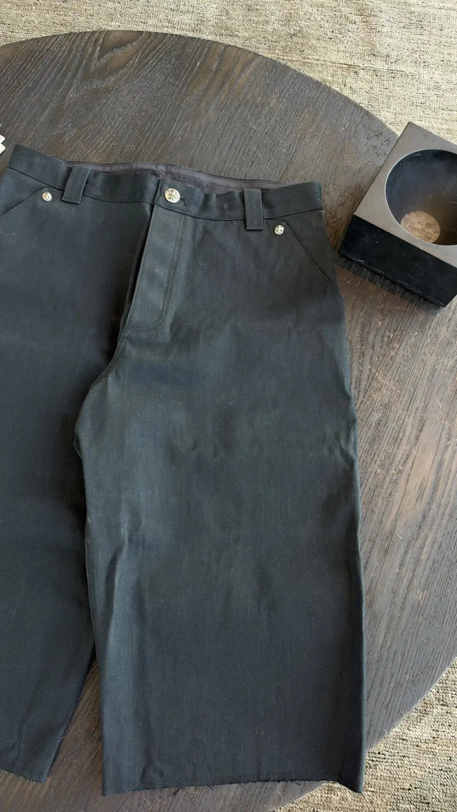 Chrome Hearts "KS Cut" Black Selvedge Denim Shorts Size 36 Chrome Hearts