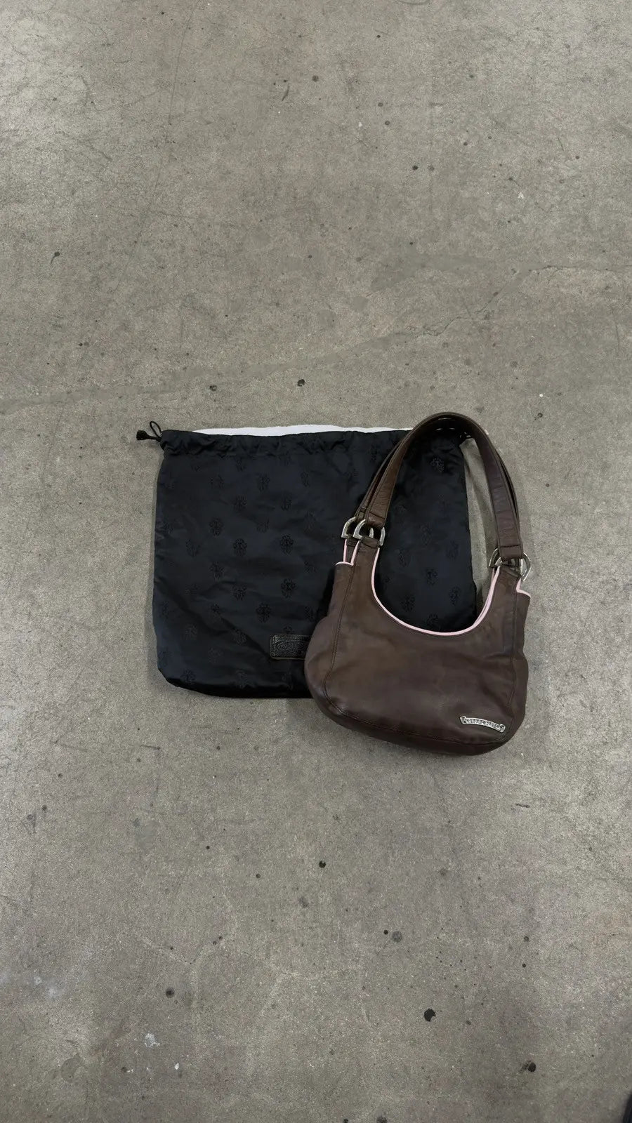 Chrome Hearts Pink & Brown Shoulder Strap Hobo Underarm Bag