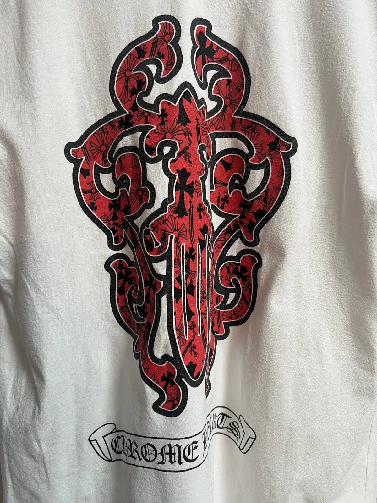 2010s Chrome Hearts Red Dagger Scroll Logo Tee