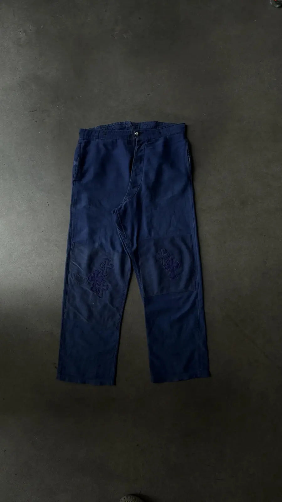 Chrome Hearts Blue Cross Patch French Work Pants