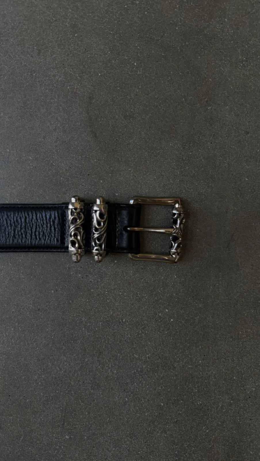 Chrome Hearts 3-Piece Roller Belt Black Leather Size 34