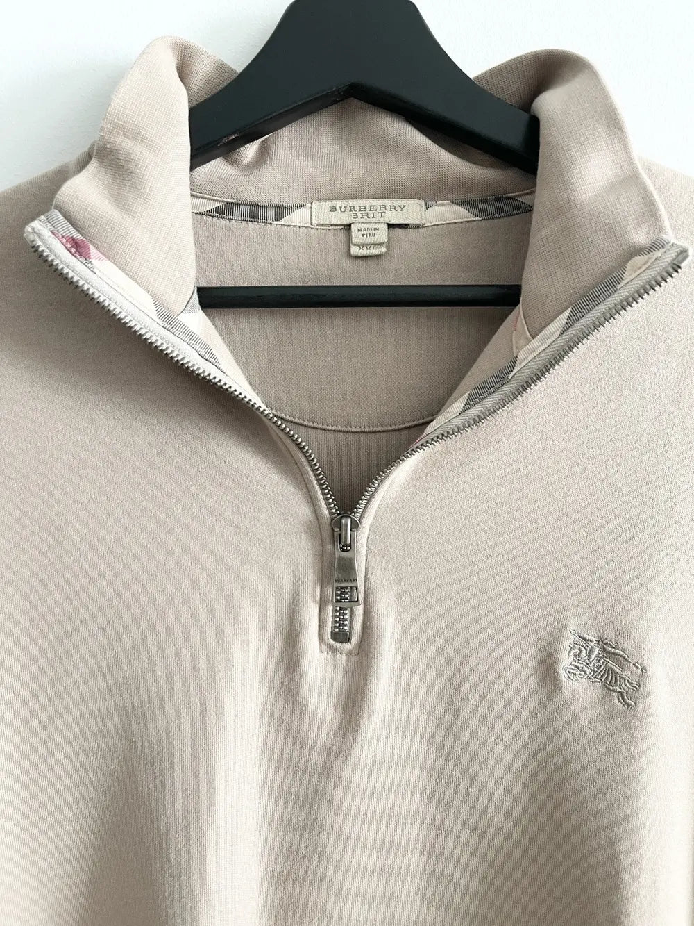 2000s Burberry Classic Logo Quarter Zip Up Sweatshirt