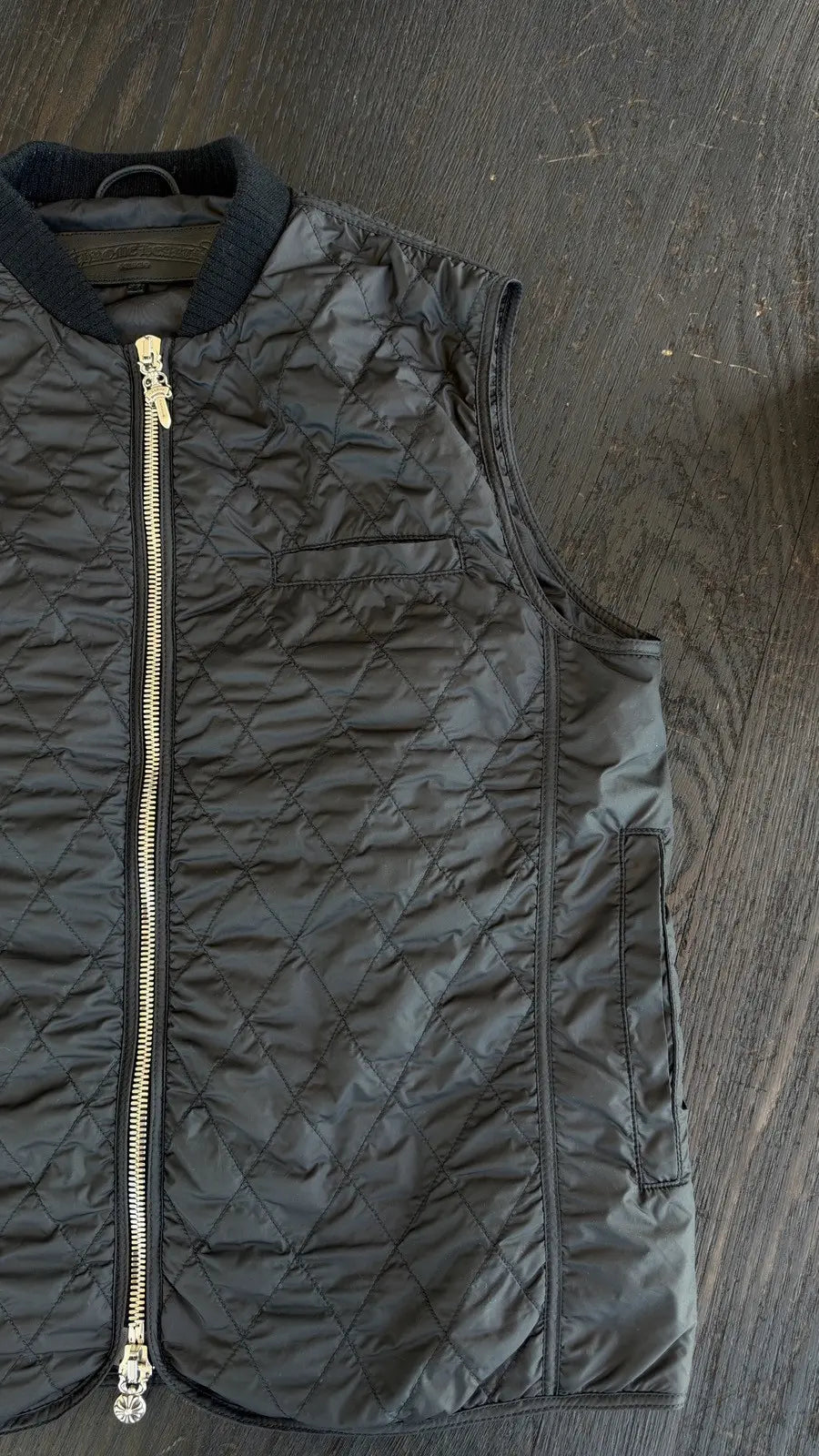 Chrome Hearts "Papa" Spinal Cross Patch Quilted Vest Size M Chrome Hearts