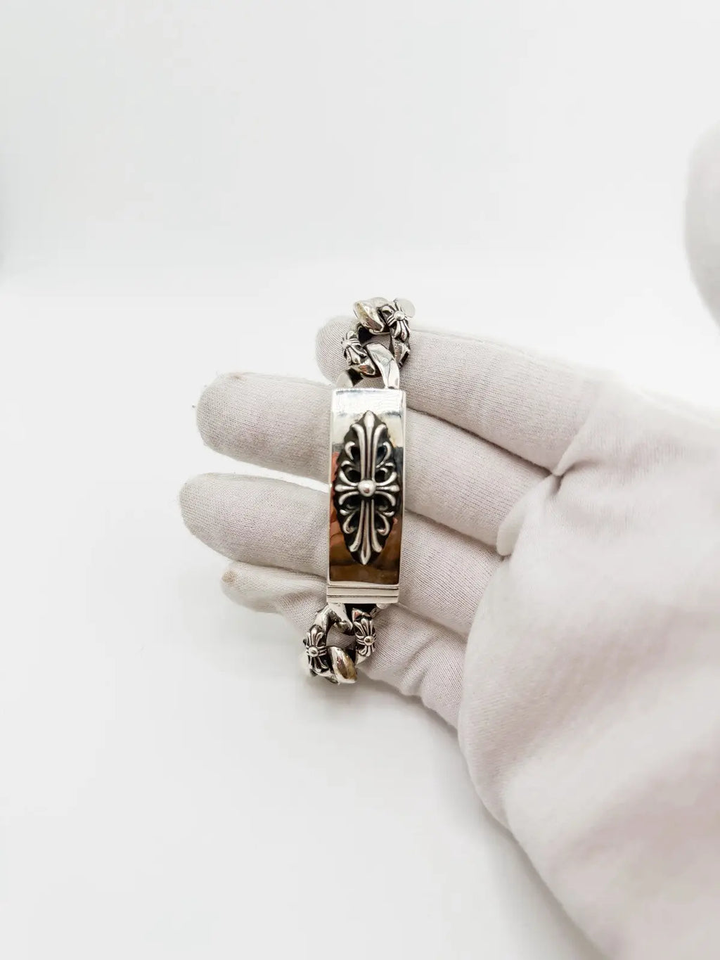 Chrome Hearts Floral Cross ID Link Bracelet