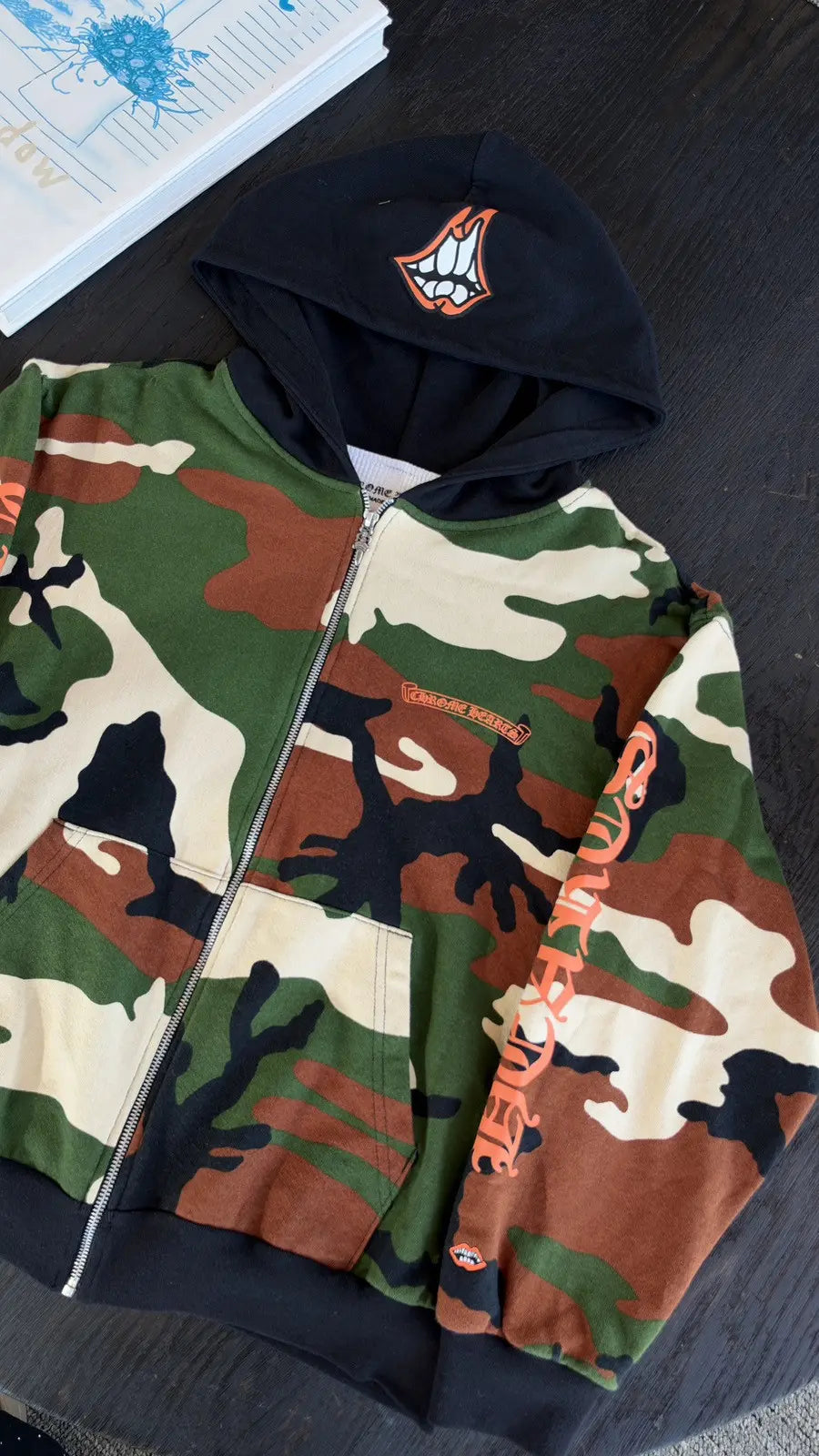 Chrome Hearts x Matty Boy Caution Camouflage Zip-Up Hoodie Size L Chrome Hearts