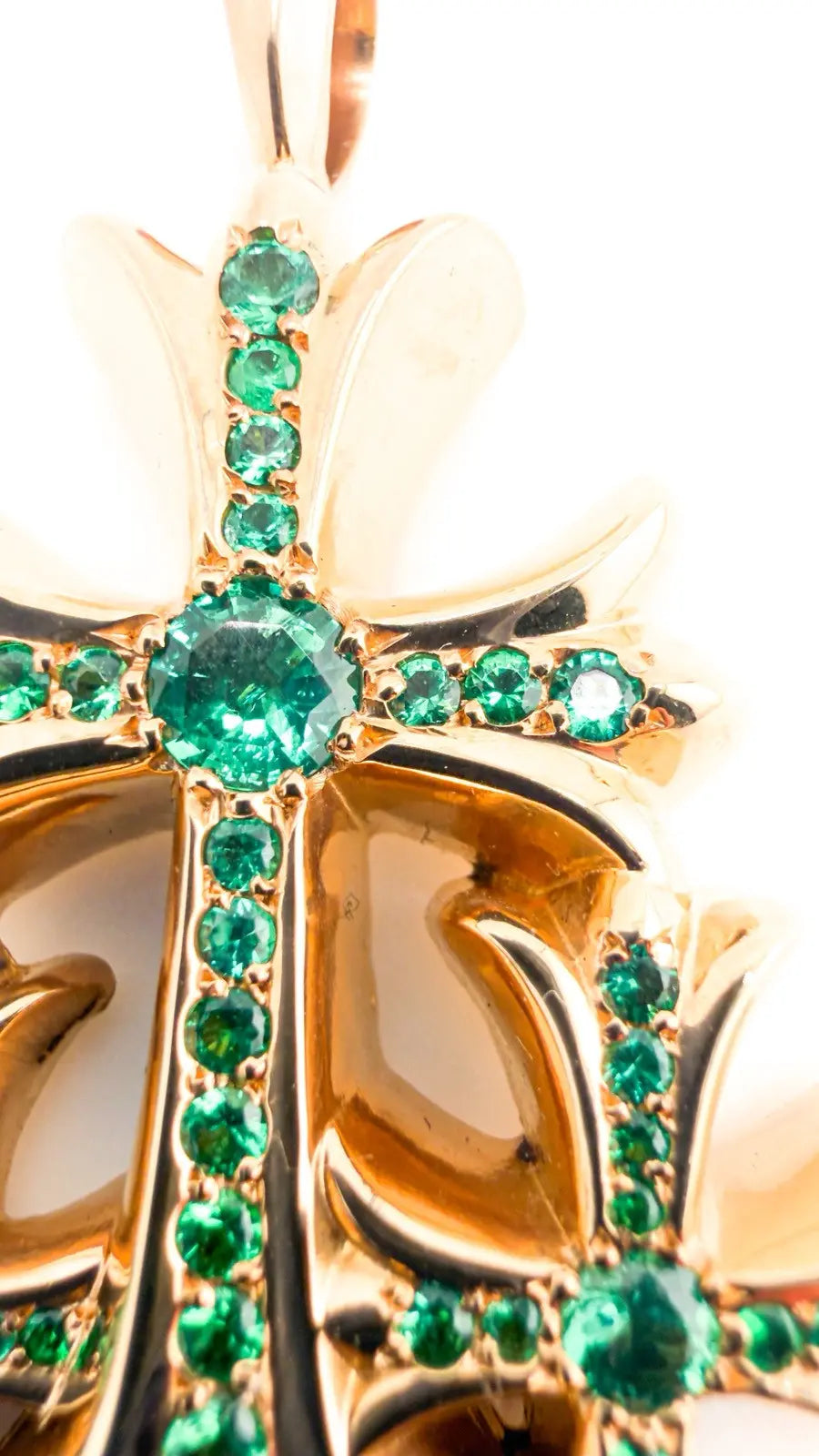 Chrome Hearts 22K Gold Emerald Triple Cross Pendant Chrome Hearts