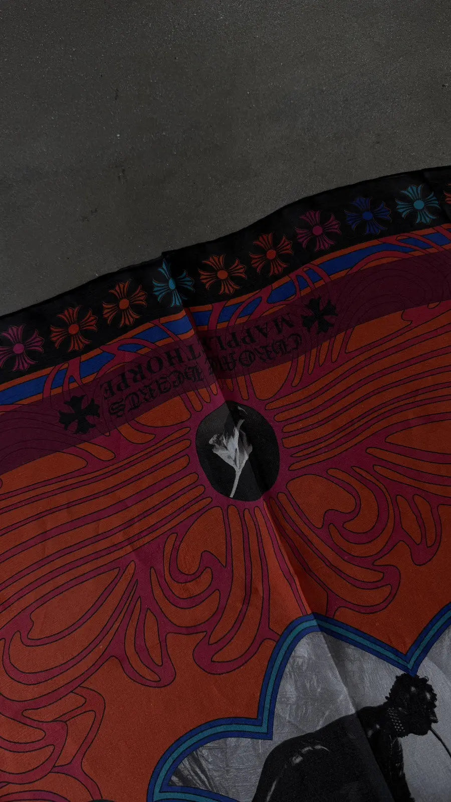 Chrome Hearts Mapplethorpe Multi-Color Cross Red Silk Scarf