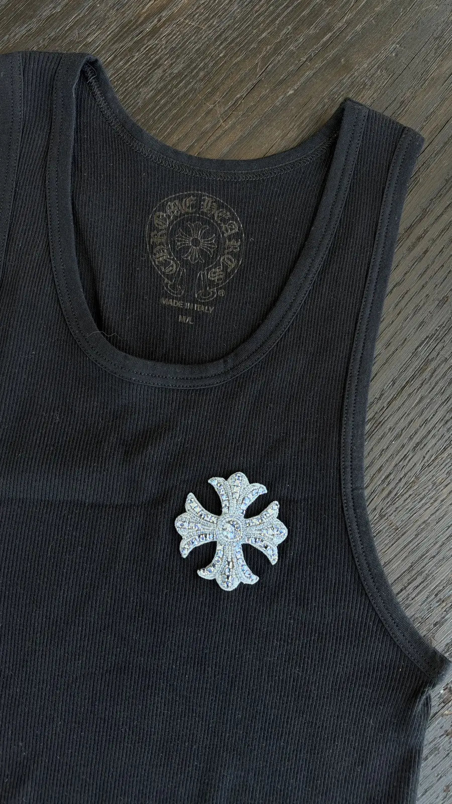 Chrome Hearts Hairy Cross Rib Tank Top in Black Size M Chrome Hearts