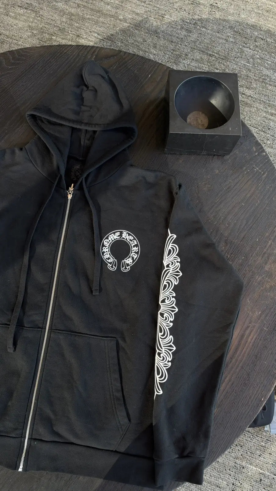 Chrome Hearts Horseshoe Floral Cross-Sleeve Zip-Up Hoodie Size XL Chrome Hearts
