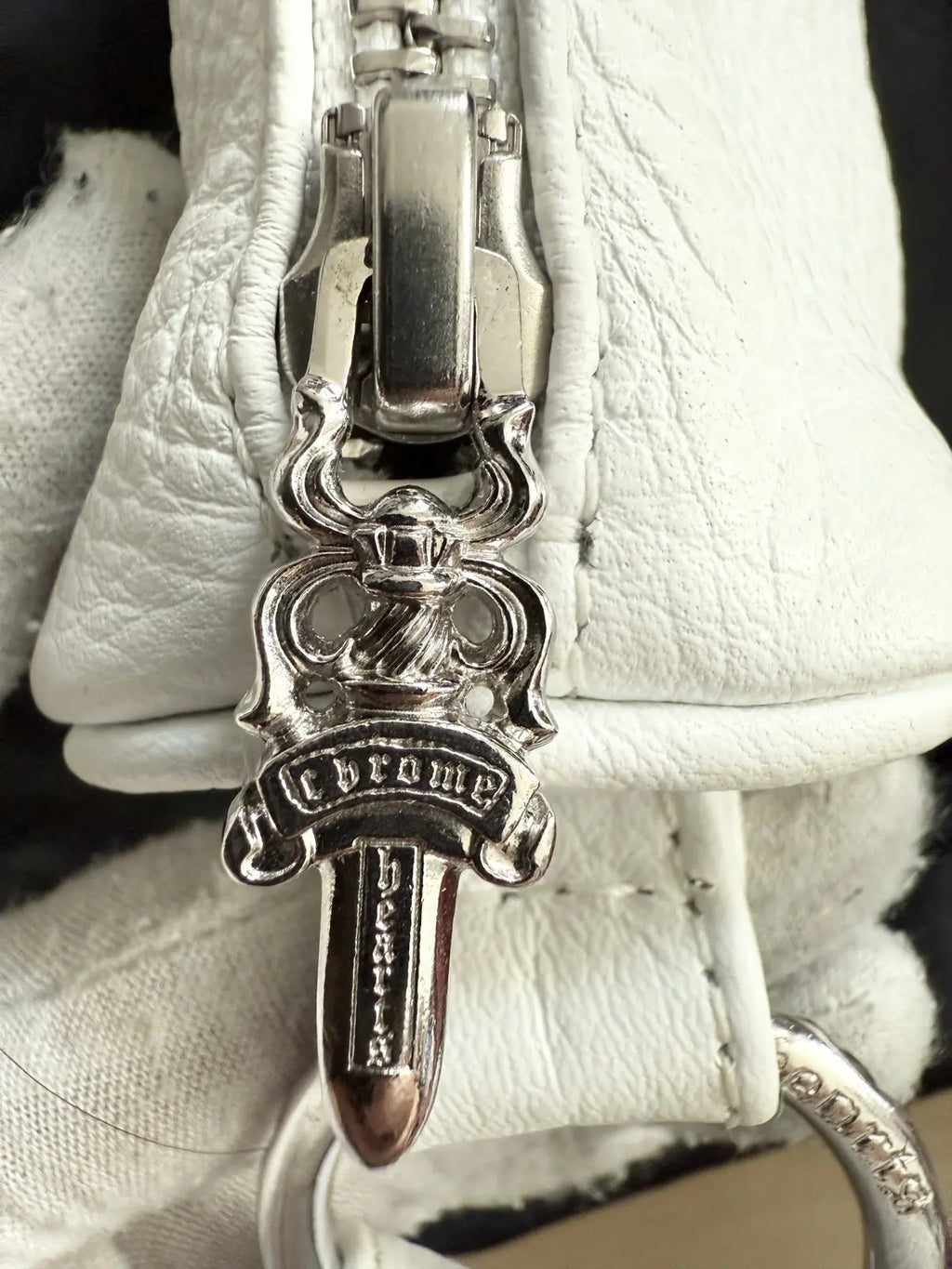 Chrome Hearts Chicken Nugget White Leather Hand Bag