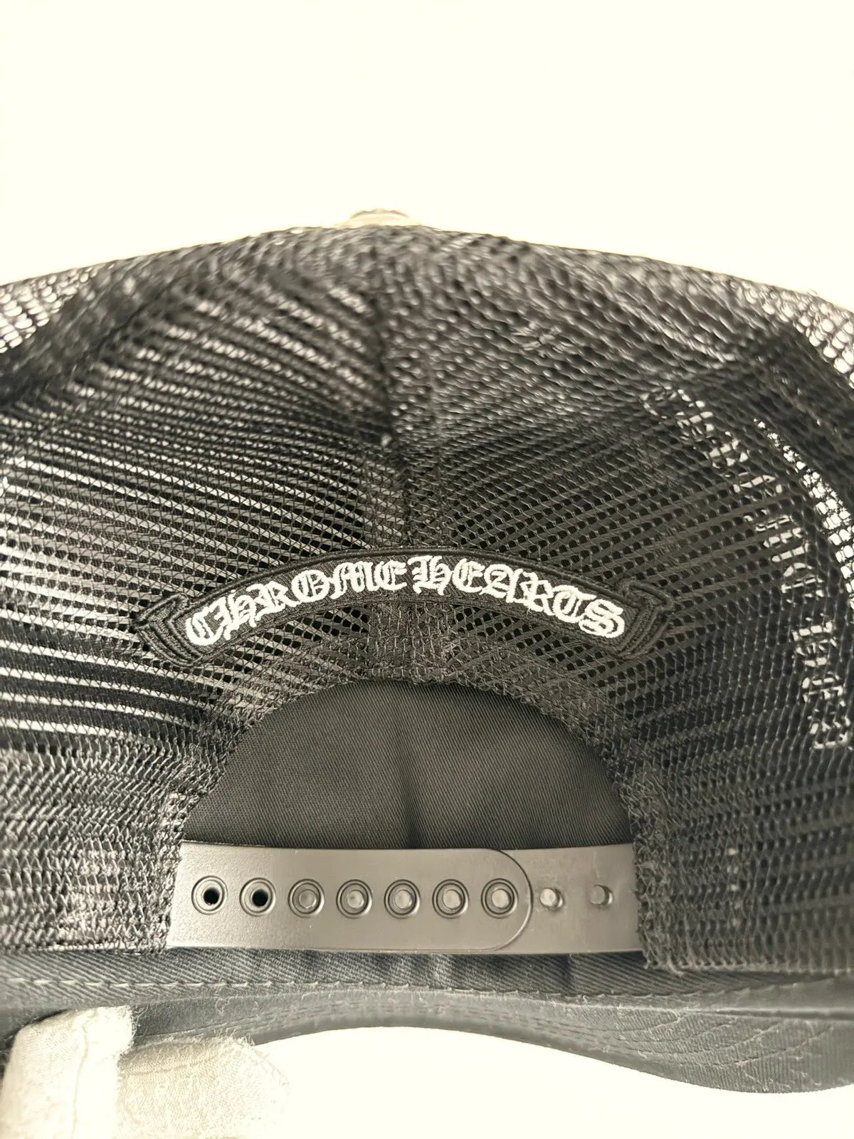 Chrome Hearts Triple Black Leather Patch Trucker Hat