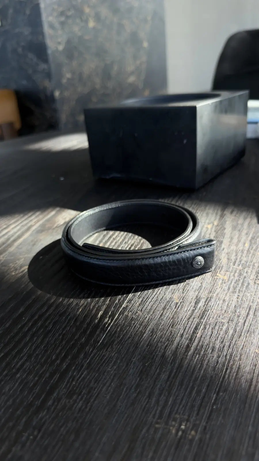 Chrome Hearts Black Textured Leather Belt Strap Chrome Hearts