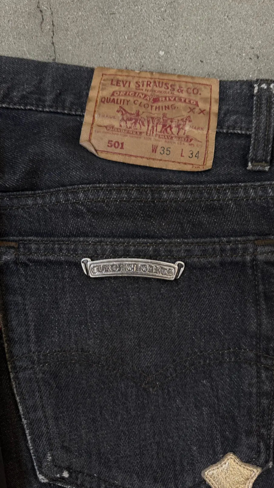 Chrome Hearts LEVI'S Black Denim "GOLD CROSSES"