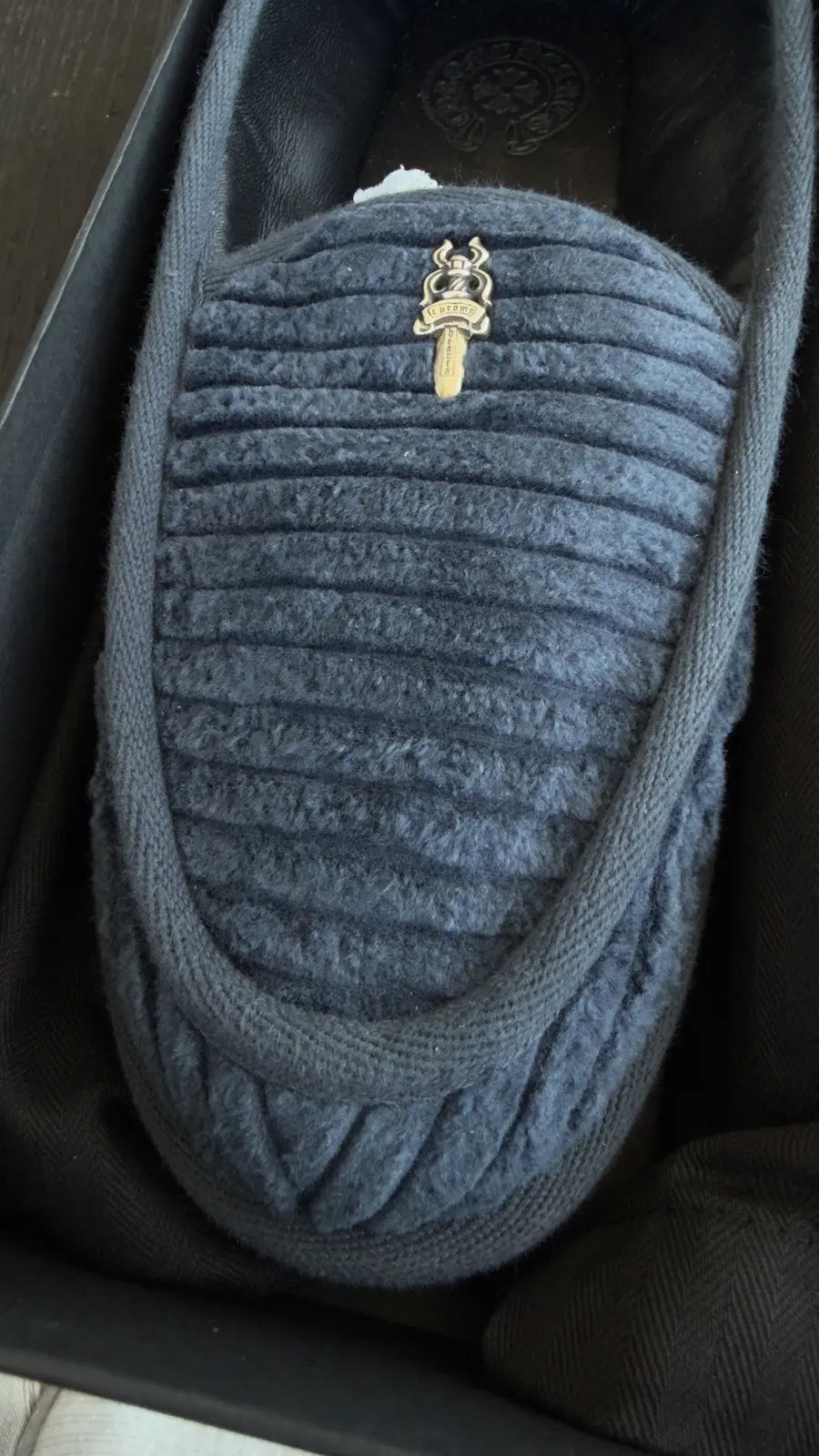 Chrome Hearts Dagger Corduroy Slip-On Slippers Chrome Hearts