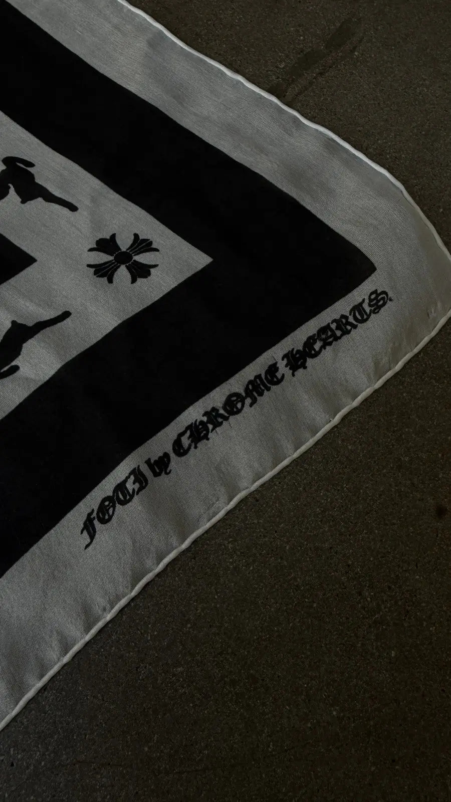 Chrome Hearts Foti Motif Black Silk Scarf