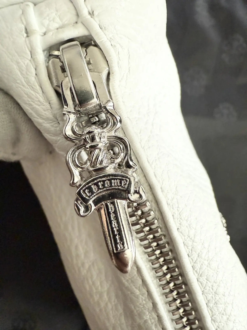 Chrome Hearts Chicken Nugget White Leather Hand Bag