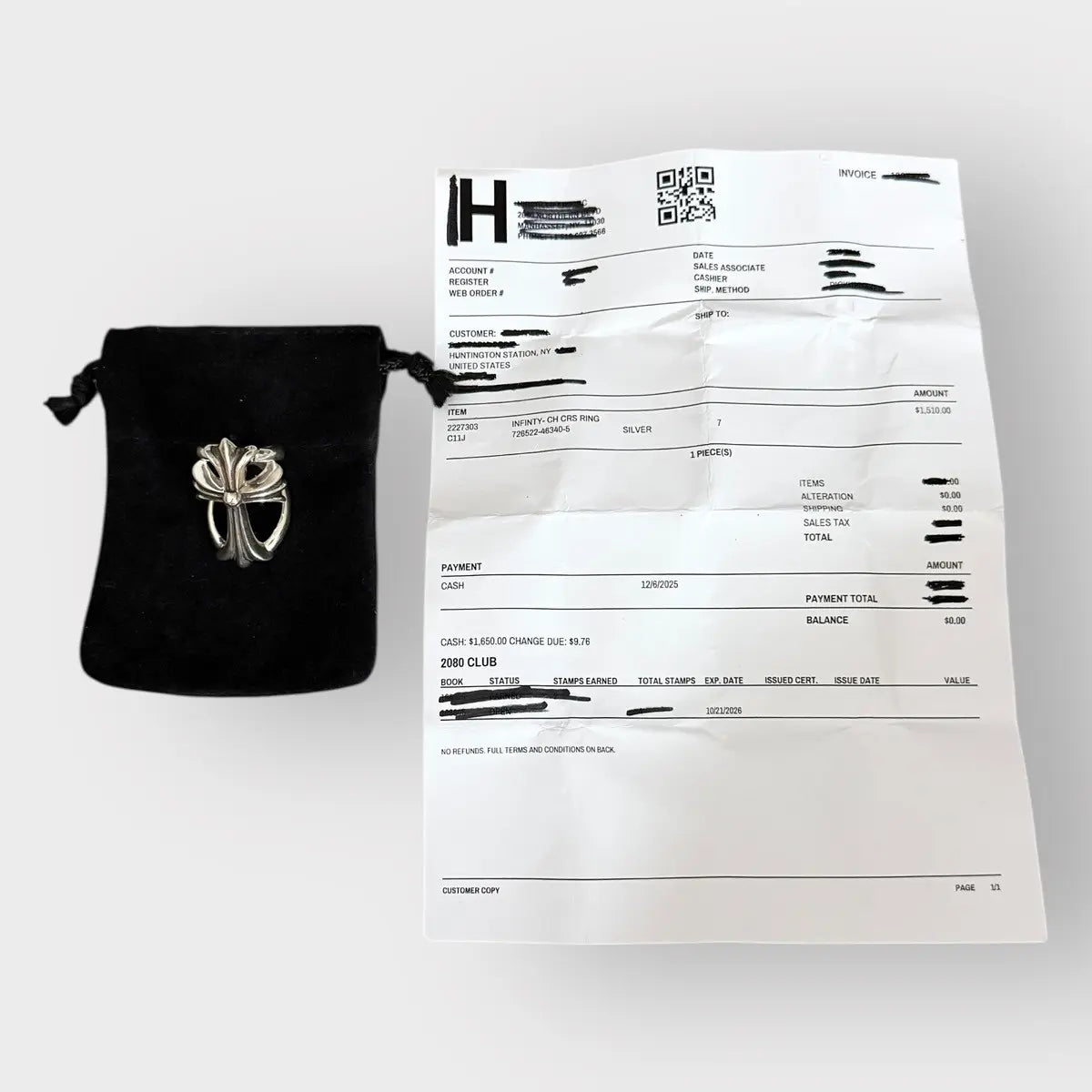 Brand new Chrome Hearts Infinity Ring - Size 7