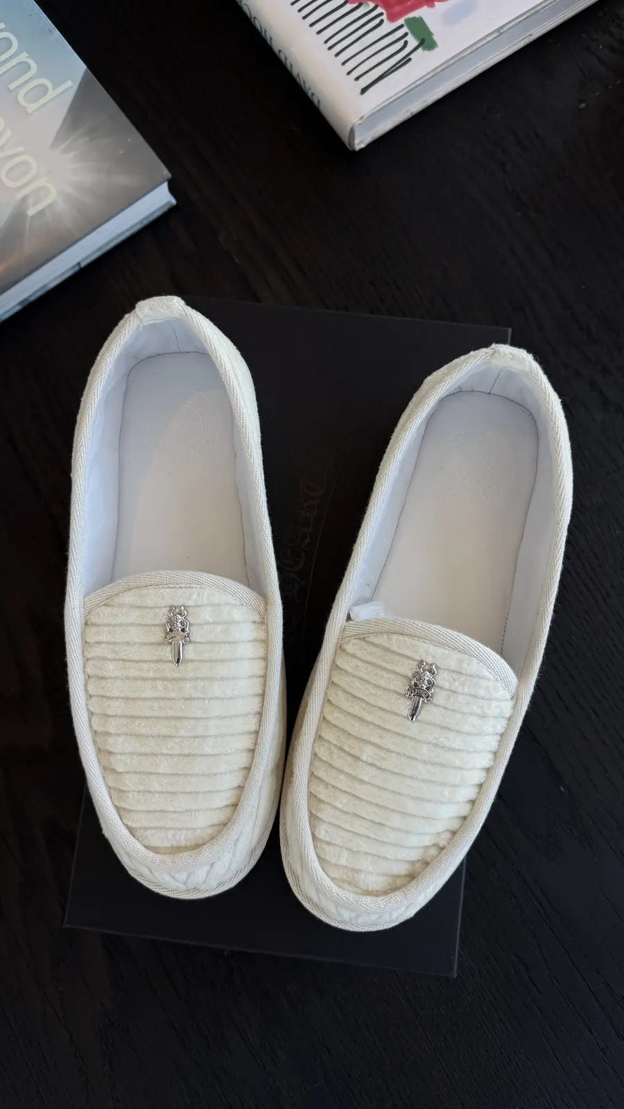 Chrome Hearts White Dagger Corduroy Loafers Chrome Hearts
