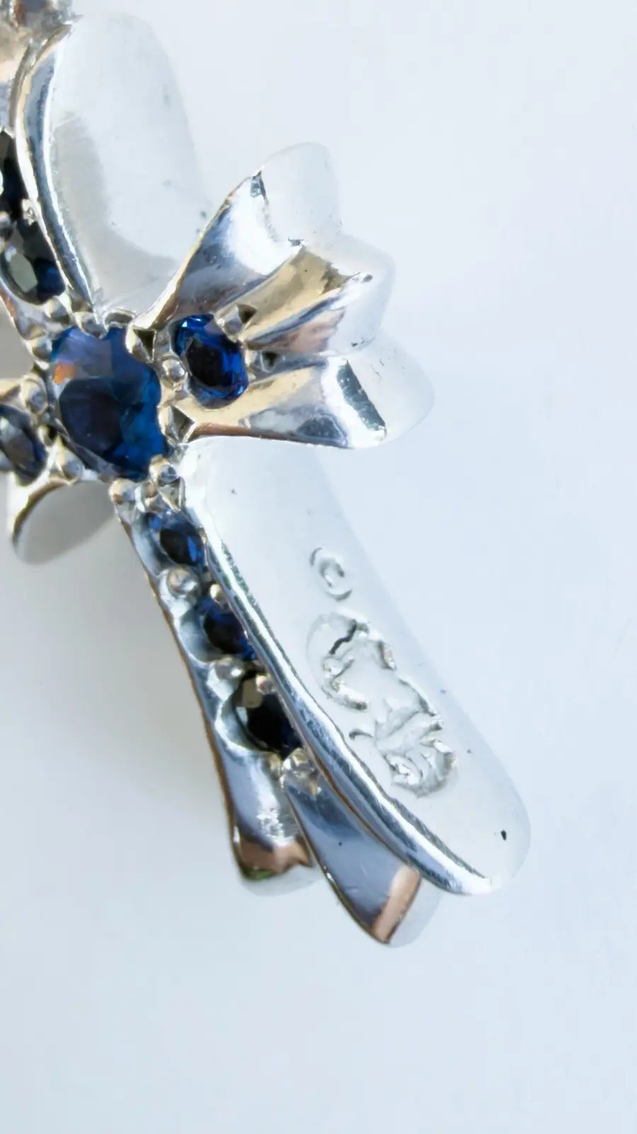 Chrome Hearts Blue Sapphire Pavé "Baby Fat" Cross Pendant Chrome Hearts