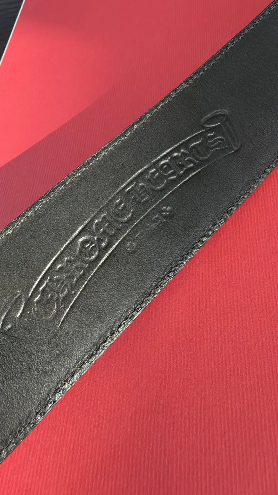 Chrome Hearts Cemetery Cross Patch Leather Belt Strap Size 34 Chrome Hearts