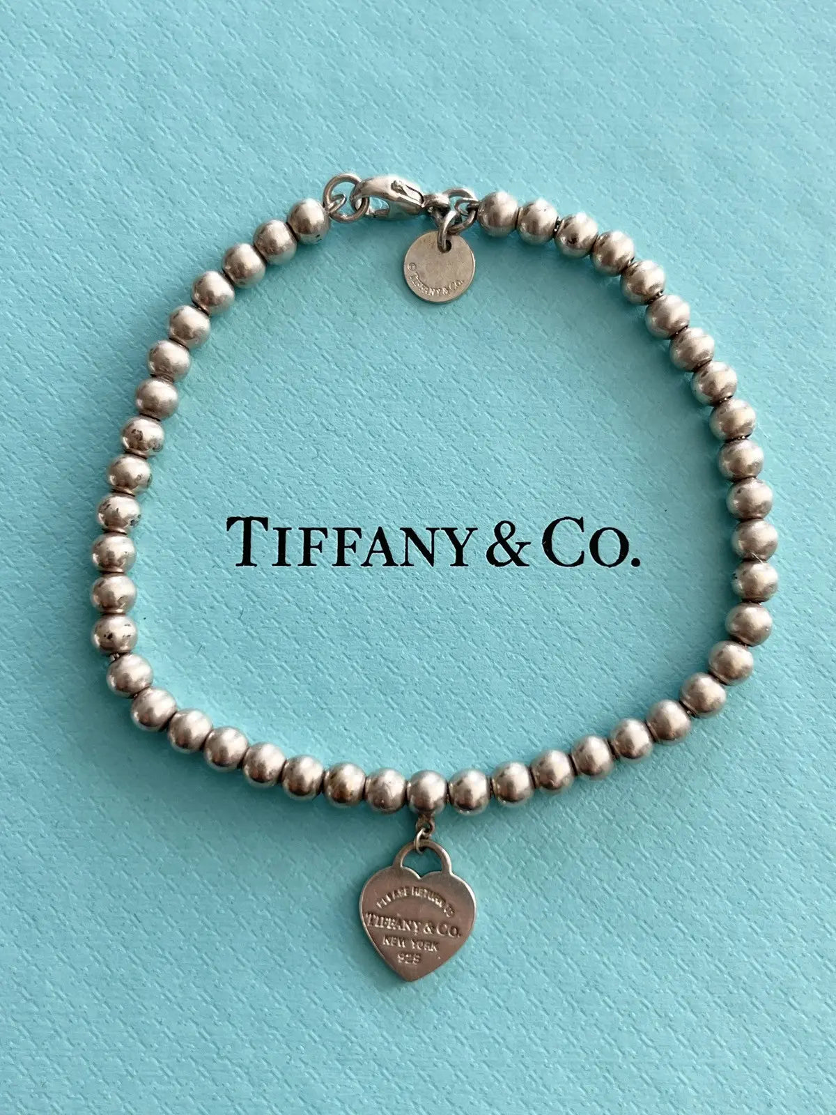 Tiffany & Co. Heart Tag Ball Chain Bangle Bracelet