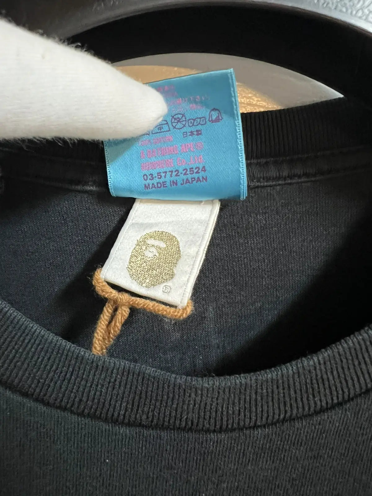 2000s Bape Blue Flannel Logo Tee