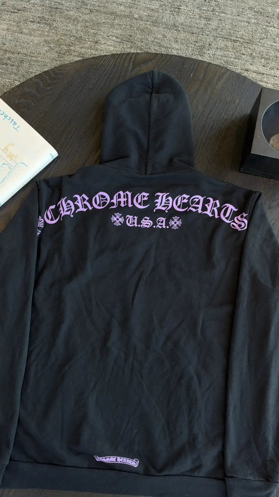 Chrome Hearts (F&F) Purple Glitter Floral Cross Hoodie Size L Chrome Hearts