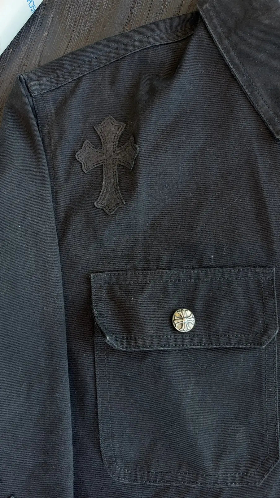 Chrome Hearts Work Dog Cross Leather Patch Jacket Size XL Chrome Hearts