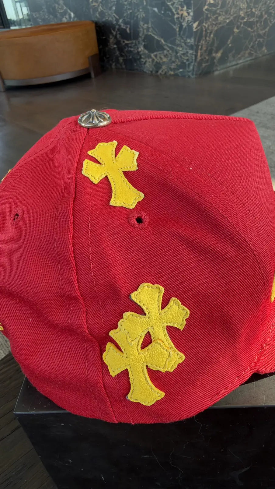 Chrome Hearts Red Yellow Cross Patch Baseball Cap Chrome Hearts