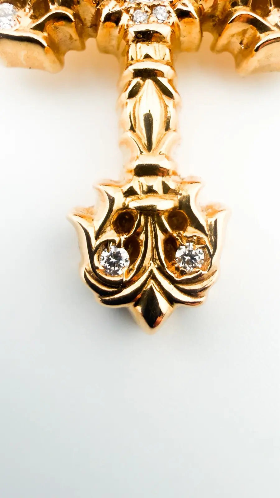 Chrome Hearts 22k Gold & Diamond Filigree Cross Pendant