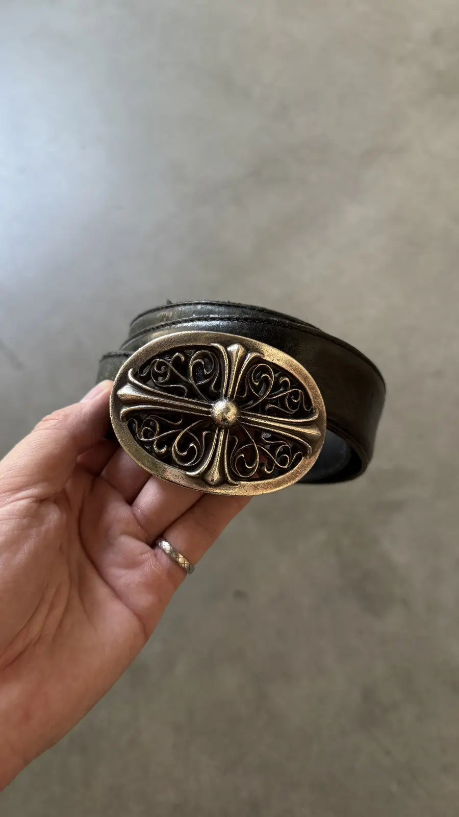 Chrome Hearts Oval Buckle Leather Belt