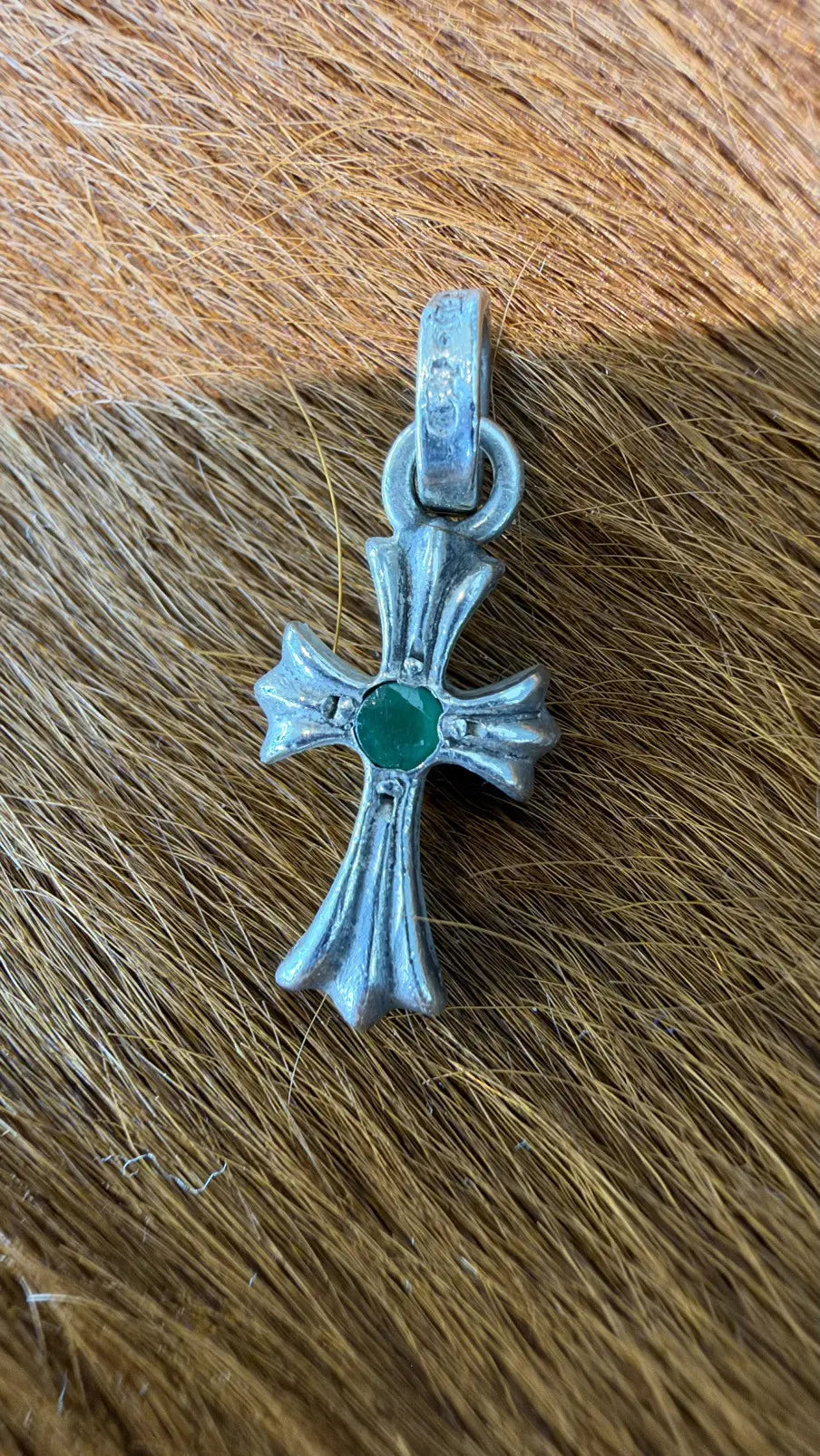 Chrome Hearts Emerald Baby Fat Cross Pendant Chrome Hearts