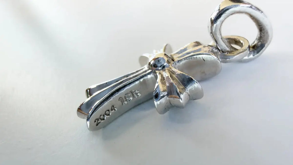 Chrome Hearts Blue Sapphire Pavé "Baby Fat" Cross Pendant Chrome Hearts