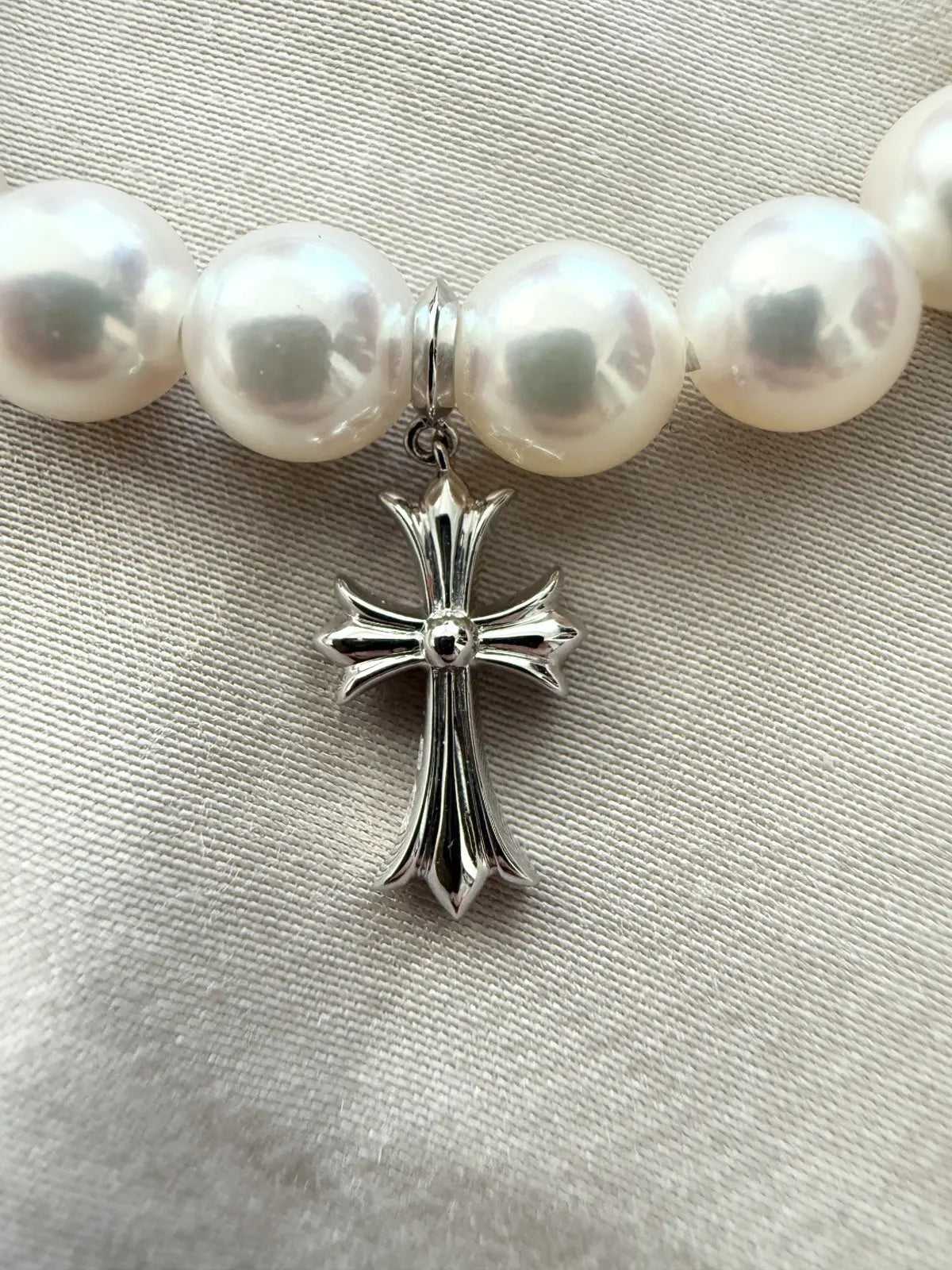 Chrome Hearts Mikimoto White Pearl Bracelet