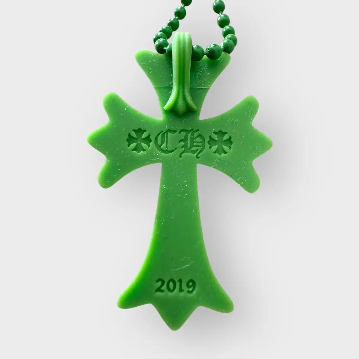 Chrome Hearts Silicon Green Cross Pendant With Ball Chain