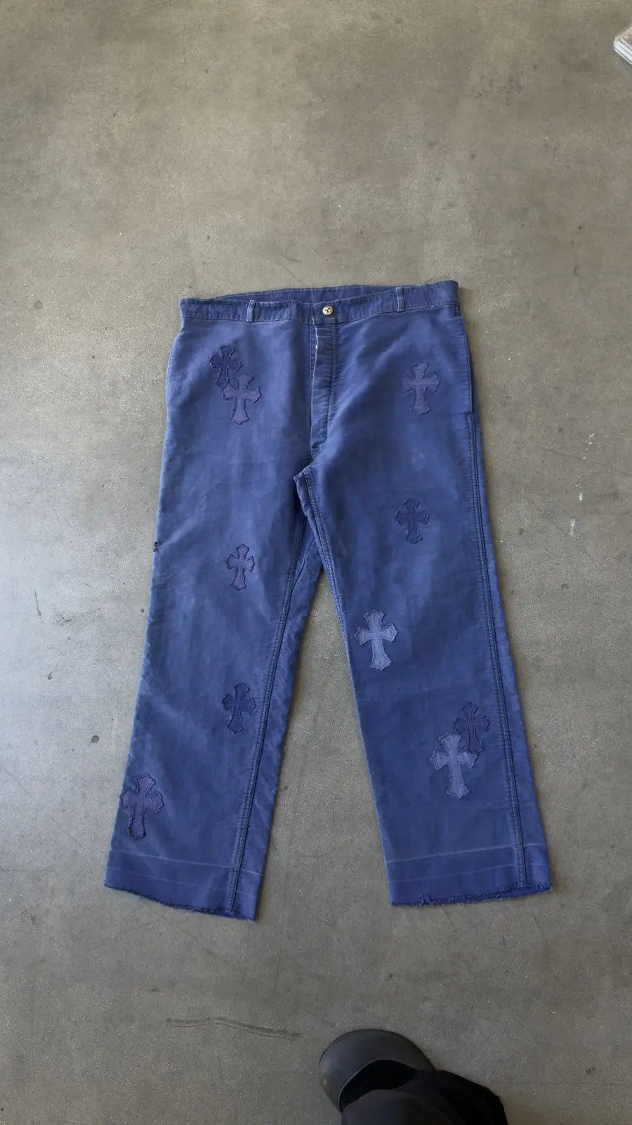 Chrome Hearts Blue Cross Patch Vintage French Work Pants